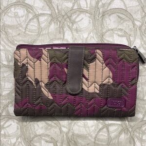 Lug Quilted Wallet - Purple and Tan
